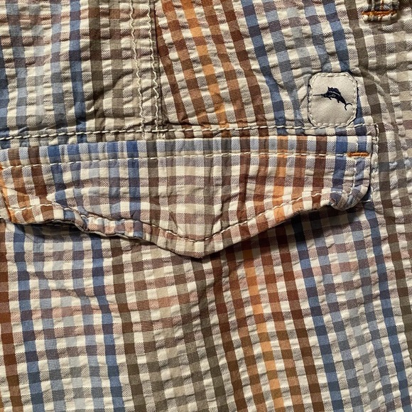 Tommy Bahama Shorts Mens 40‎ Gingham Plaid Chino Seersucker Cotton Snap Pockets - Picture 7 of 12